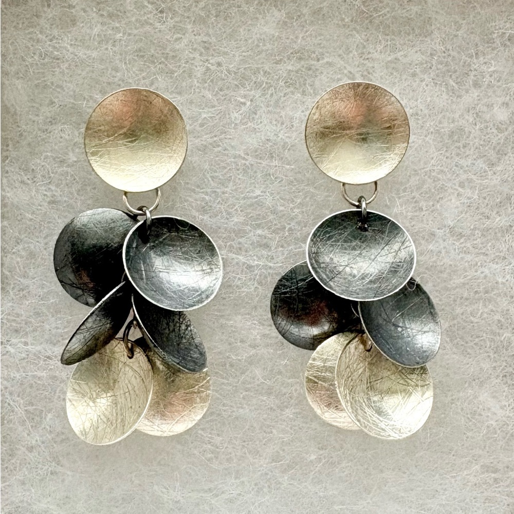 Sterling/Oxidized Silver Post-back Earrings